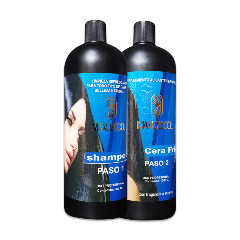 kit shampoo + keratina CERA FRÍA KERAFRUIT, paso 1 y 2, contenido total: 2.000 ml, producto maxlizocol